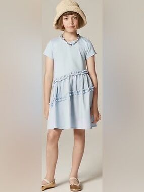 J. Crew Girls | crewcuts Assymetrical Mixy Dress in Light Blue, Sz. 10